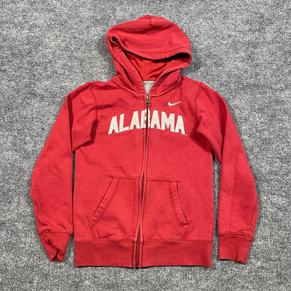 Nike Alabama Crimson Tide Kids Red Full Zip Hoodie Sweatshirt Size M